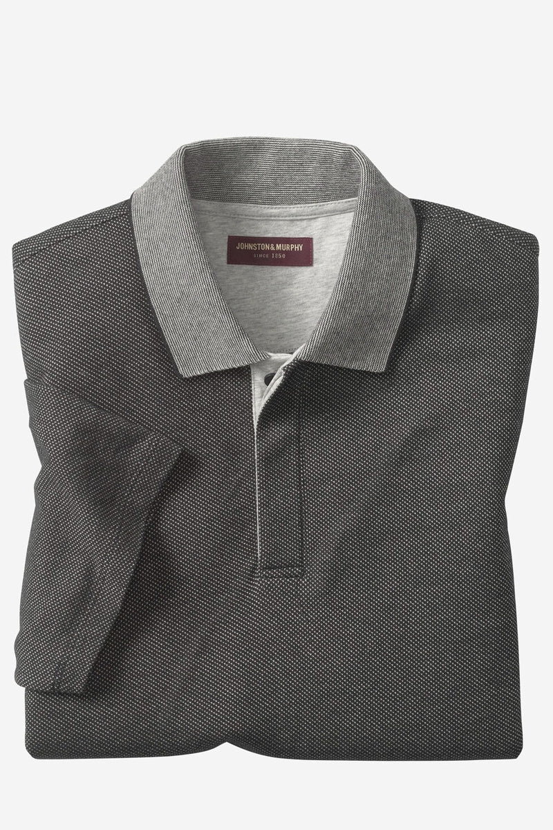 Wholesale,Johnston & Murphy, Johnston & Murphy Charcoal Birdseye Tonal Polo, Grey, Medium-44-TagM
