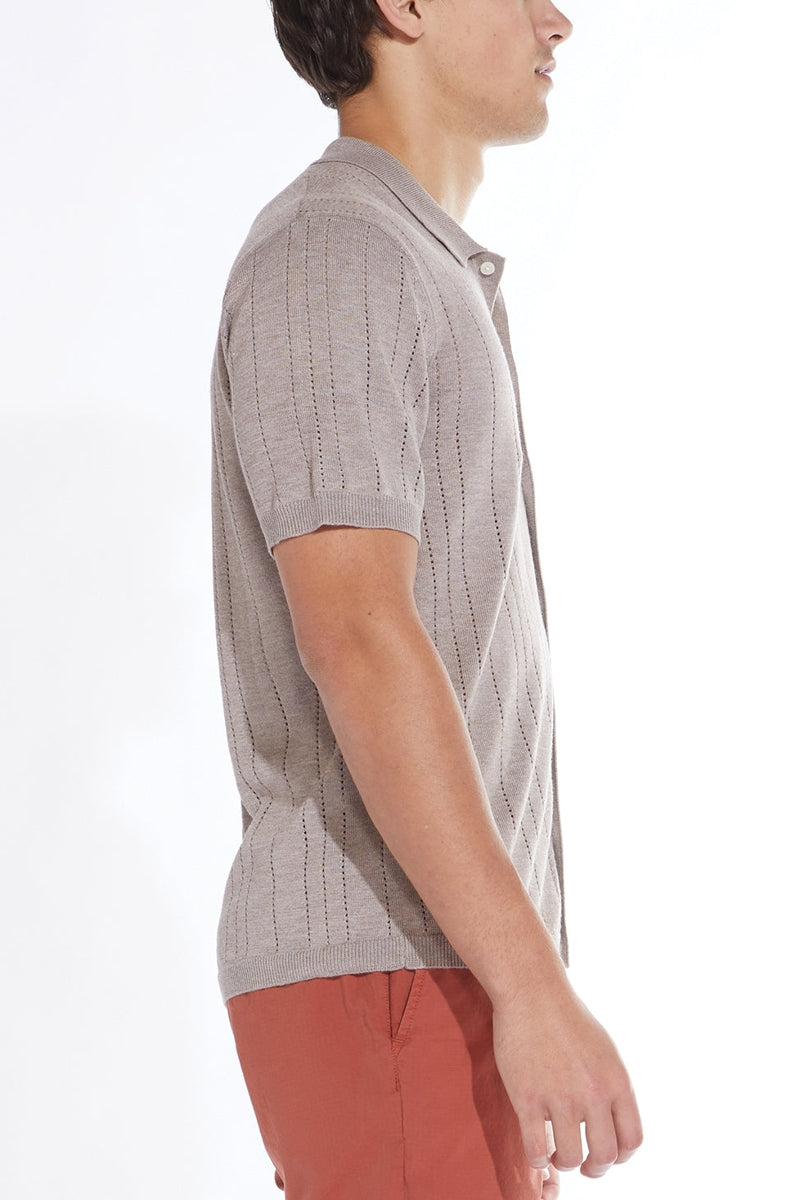 Wholesale,Civil Society, Civil Society Heather Khaki Jersey Sweater Knit Shirt, Brown, Extra Large-46-TagXL