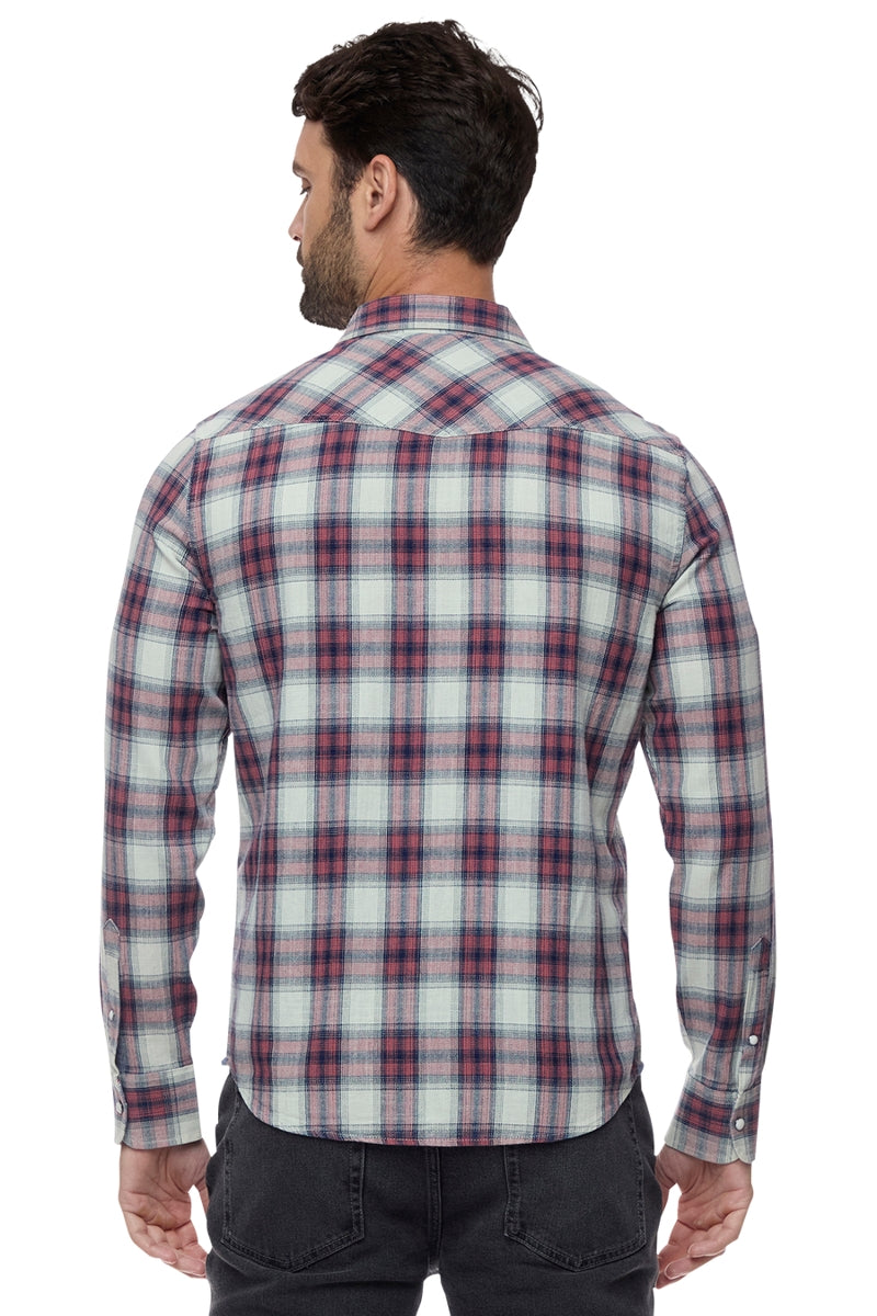 Wholesale,Flag & Anthem, Flag & Anthem Red/White/Navy Plaid Vintage Washed Shirt, Red, Large-46-TagL