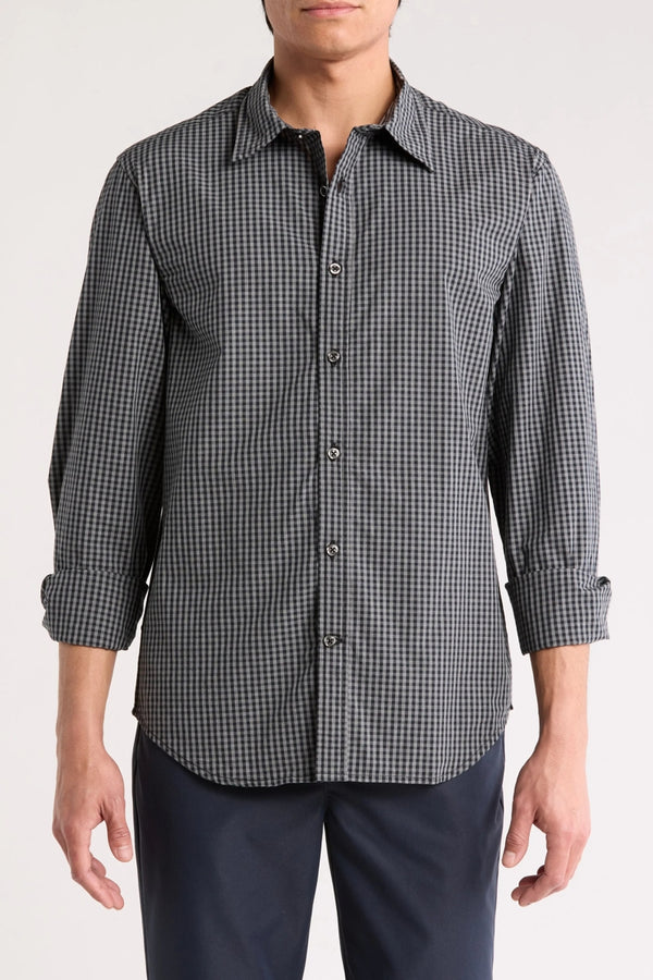James Campbell Black Gingham Cotton-poplin Shirt