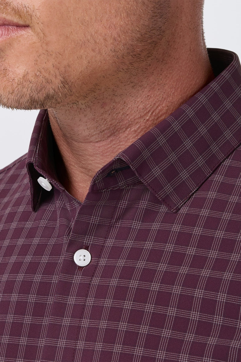 Wholesale,Mizzen + Main, Mizzen + Main Burgundy Performance Plaid Trim Shirt, Red, Extra Large-48-TagXL