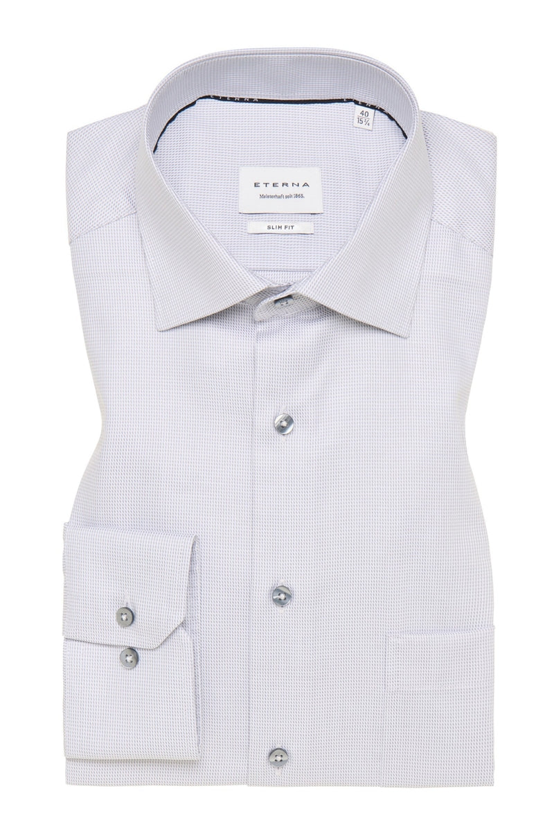 Wholesale,Eterna, 1863 by Eterna Silver Structured Twill Slim Fit Shirt, Grey, Small-40-Tag15