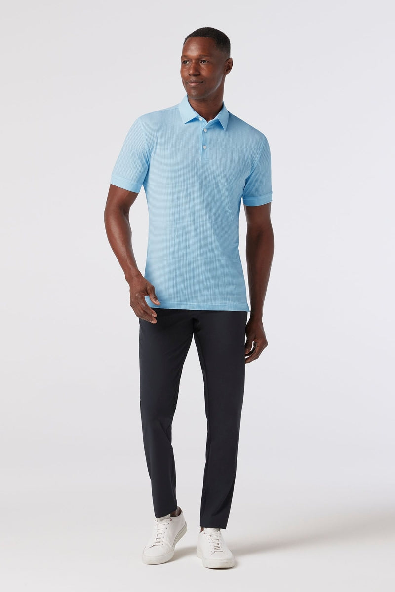 Wholesale,Mizzen + Main, Mizzen + Main Light Cyan Seersucker Textured Trim Fit Polo, Blue, Small-40-TagSLarge-45-TagLExtra Large-48-TagXLMedium-42-TagMExtra Extra Large-52-TagXXL