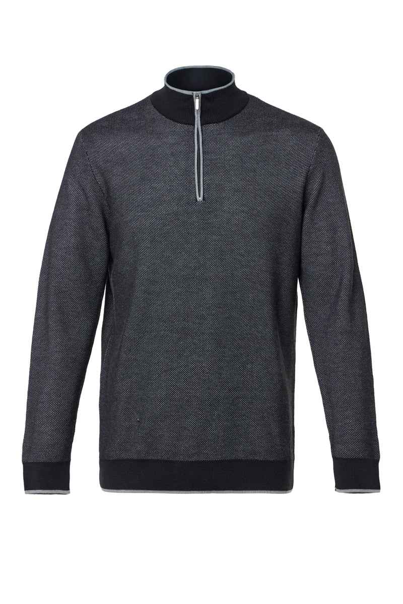 Wholesale,American Heritage, American Heritage Black Two-Tone Waffle Mockneck Qtr Zip, Black, Small-42-TagS