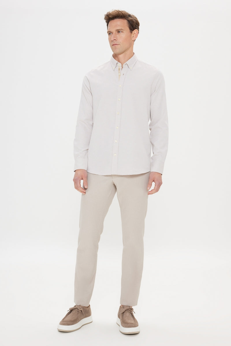 Wholesale,Altinyildiz Classics, Altinyildiz Classics Beige Textured Dobby Slim Fit Shirt, Tan, Large-44-TagL