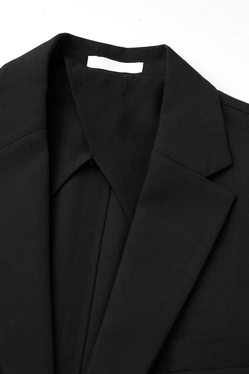 Direct From Brand,FYNE, FYNE Black Linen Feel Half-Lined Blazer, Black, Medium-44-TagMLarge-46-TagL