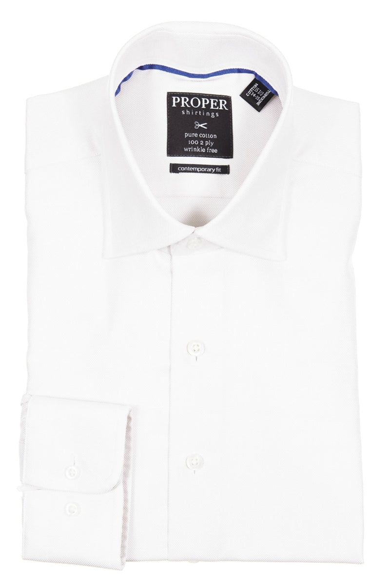 Direct From Brand,Proper Sport, Proper Sport White Pure Cotton Contemporary Fit Dress Shirt, White, Extra Extra Large-51-Tag17.5