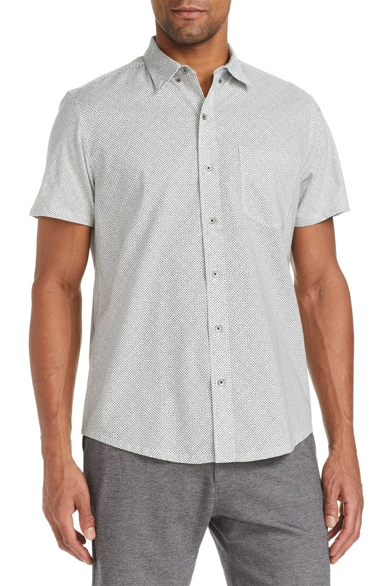 Faire,W.R.K, W.R.K Green Diamond Reworked Print Short Sleeve Button Up Shirt, Green, Small-40-TagSMedium-42-TagMLarge-44-TagLExtra Large-46-TagXLExtra Extra Large-48-TagXXL