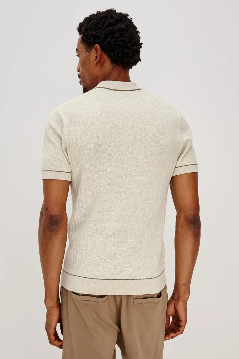 Wholesale,Rails, Rails Oat Heather Striped Textured Knit Polo, Tan, Small-39-TagSMedium-42-TagMLarge-44-TagLExtra Large-47-TagXLExtra Extra Large-50-TagXXL