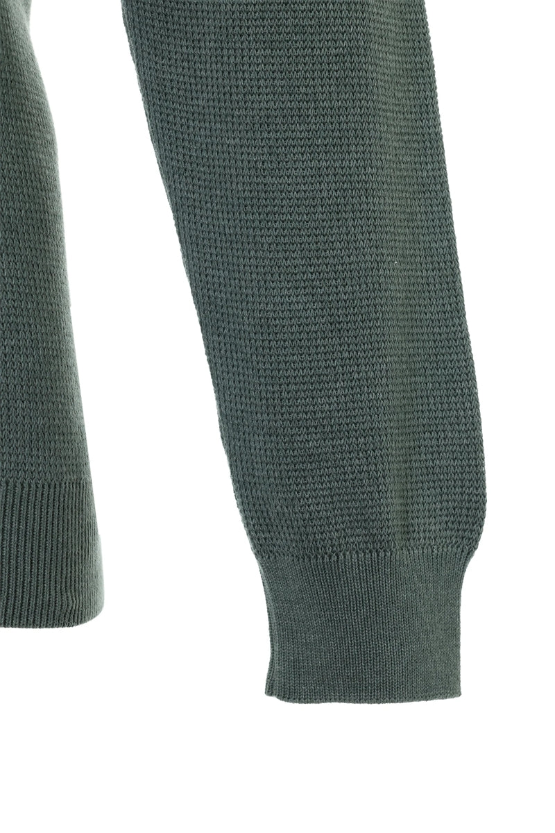 Wholesale,American Heritage, American Heritage Green Trimmed Melange Knit Textured Qtr Zip, Green, Medium-45-TagMLarge-47-TagLExtra Large-49-TagXL