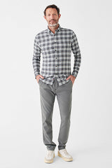 Faherty Grey/White Flannel Long Sleeve Button Up Shirt