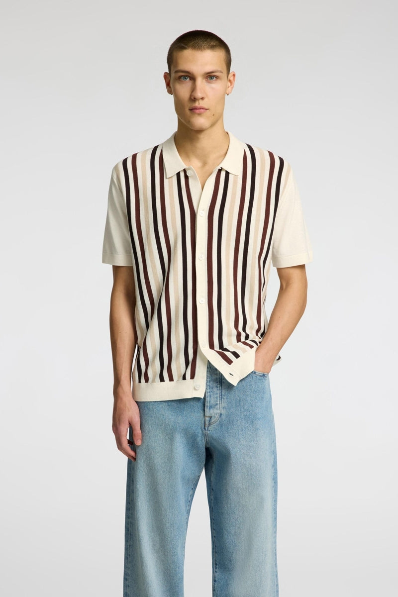 Wholesale,Selected Homme, Selected Homme Cream with Multi Striped Knitted Shirt, Cream, Small-40-TagSMedium-42-TagMLarge-44-TagLExtra Large-46-TagXLExtra Extra Large-49-TagXXL