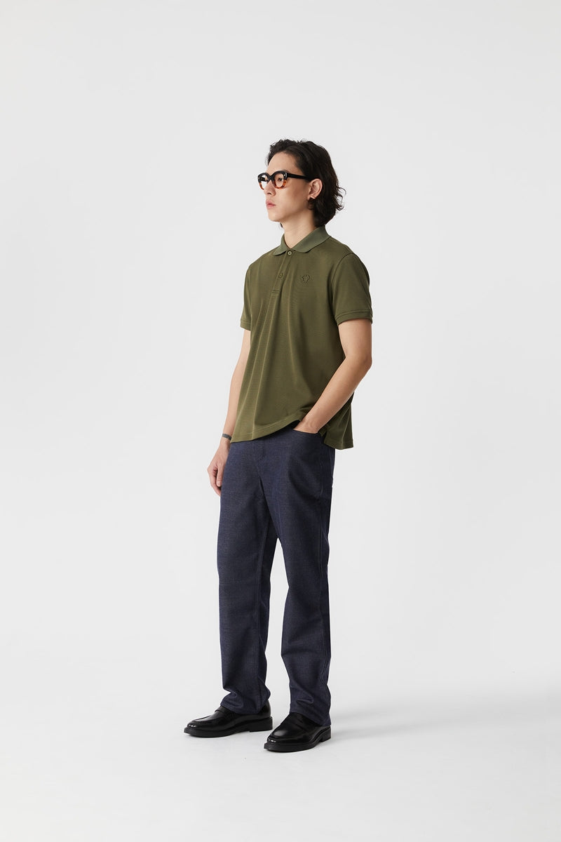 Direct From Brand,FYNE, FYNE Olive Green Antibacterial Performance Short Sleeve Polo, Green, Medium-42-TagM