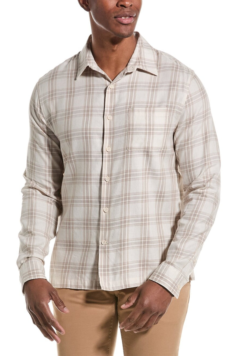 Other,Vince, Vince Beige Plaid Castello Shirt, Tan, Medium-42-TagM