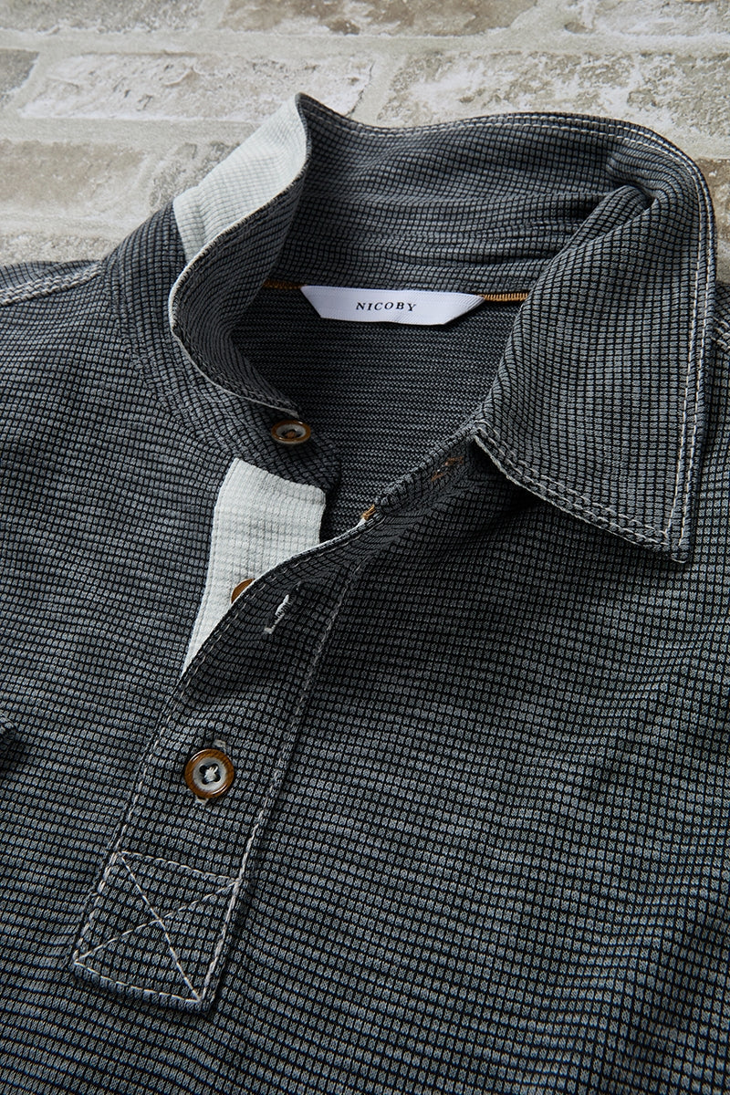 Wholesale,Nicoby Age of Wisdom, Nicoby Age of Wisdom Charcoal Textured Slub Polo, Grey, Extra Large-47-TagXL