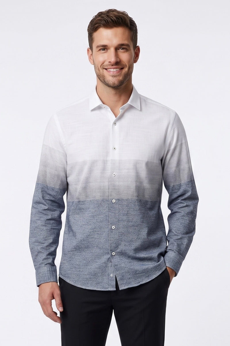 Wholesale,Mizumi, Mizumi Navy/White Striped Color Block Button Up Shirt, Blue, Extra Large-48-TagXL