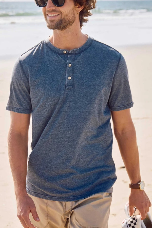 Surfside Supply Navy Burnout Dyed Soft Knit Henley