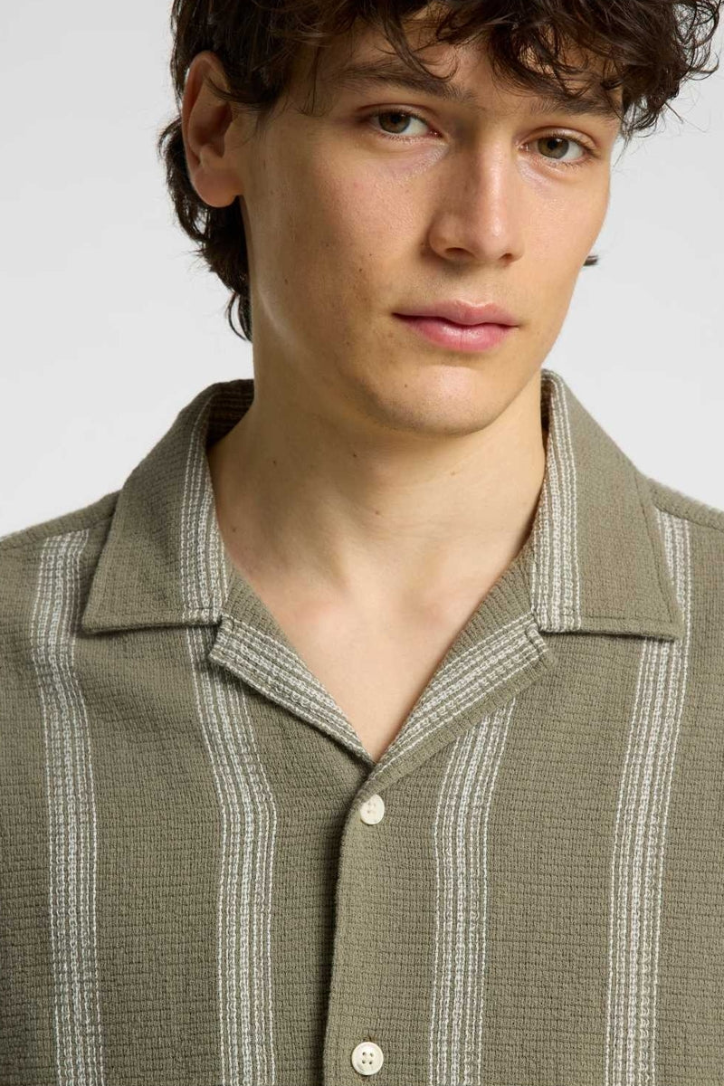 Wholesale,Selected Homme, Selected Homme Green with White Striped Textured Shirt, Green, Medium-46-TagMExtra Large-51-TagXLLarge-49-TagL