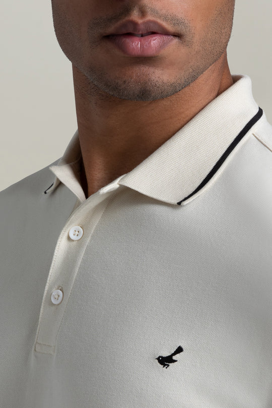 Brand Partner,HyperNatural, HyperNatural Cream Premium Bio-performance Matterhorn Classic Fit Micro-Pique Tipped Polo with Hyper-Cool Jade, Cream, Small-40-TagS