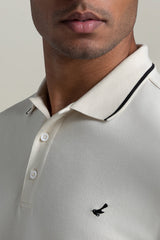 HyperNatural Cream Premium Bio-performance Matterhorn Classic Fit Micro-Pique Tipped Polo with Hyper-Cool Jade