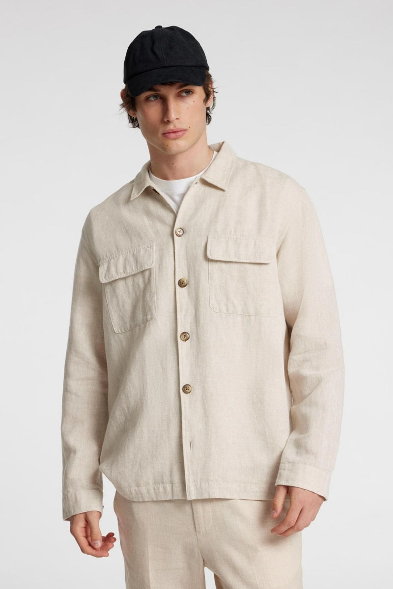 Wholesale,Selected Homme, Selected Homme Beige Cotton/Linen Blend Overshirt, Tan, Small-44-TagS