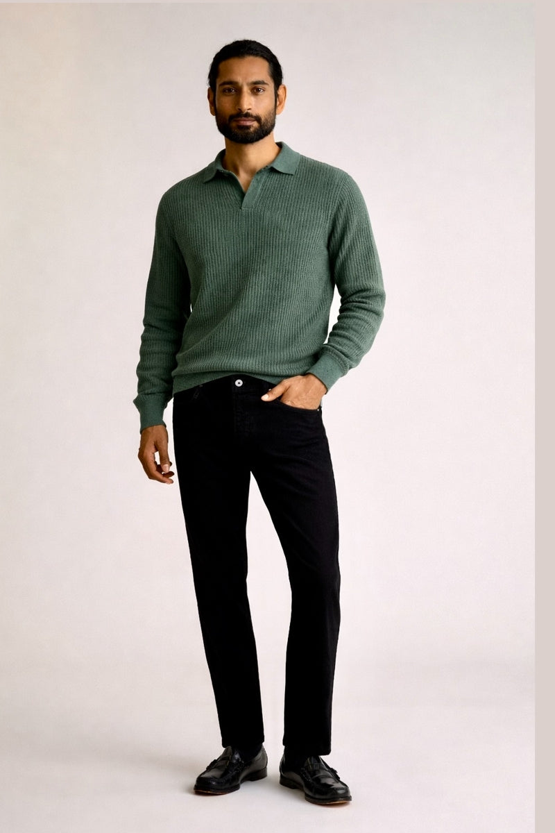 Wholesale,Luchiano Visconti, Luchiano Visconti Green Textured Dobby Stripe Polo, Green, Extra Large-46-TagXL