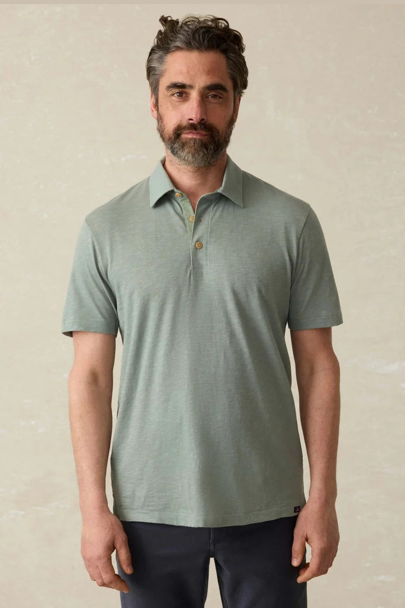 Wholesale,Faherty, Faherty Sage Slub Jersey Knit Sunwashed Polo, Green, Small-40-TagSMedium-42-TagMLarge-45-TagLExtra Large-48-TagXLExtra Extra Large-52-TagXXL