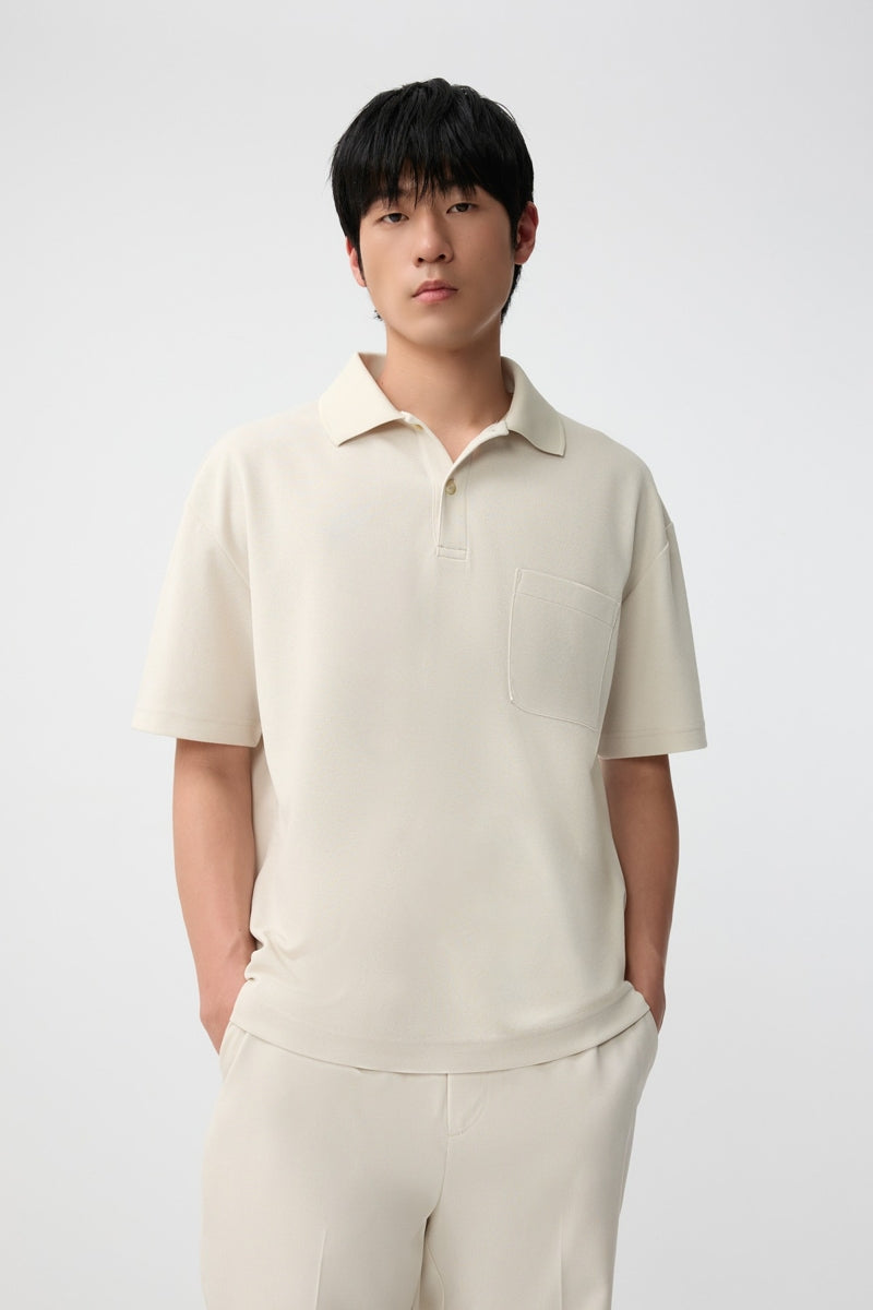 Direct From Brand,FYNE, FYNE Beige Moisture-wicking Ribbed collar Polo, Tan, Large-46-TagL