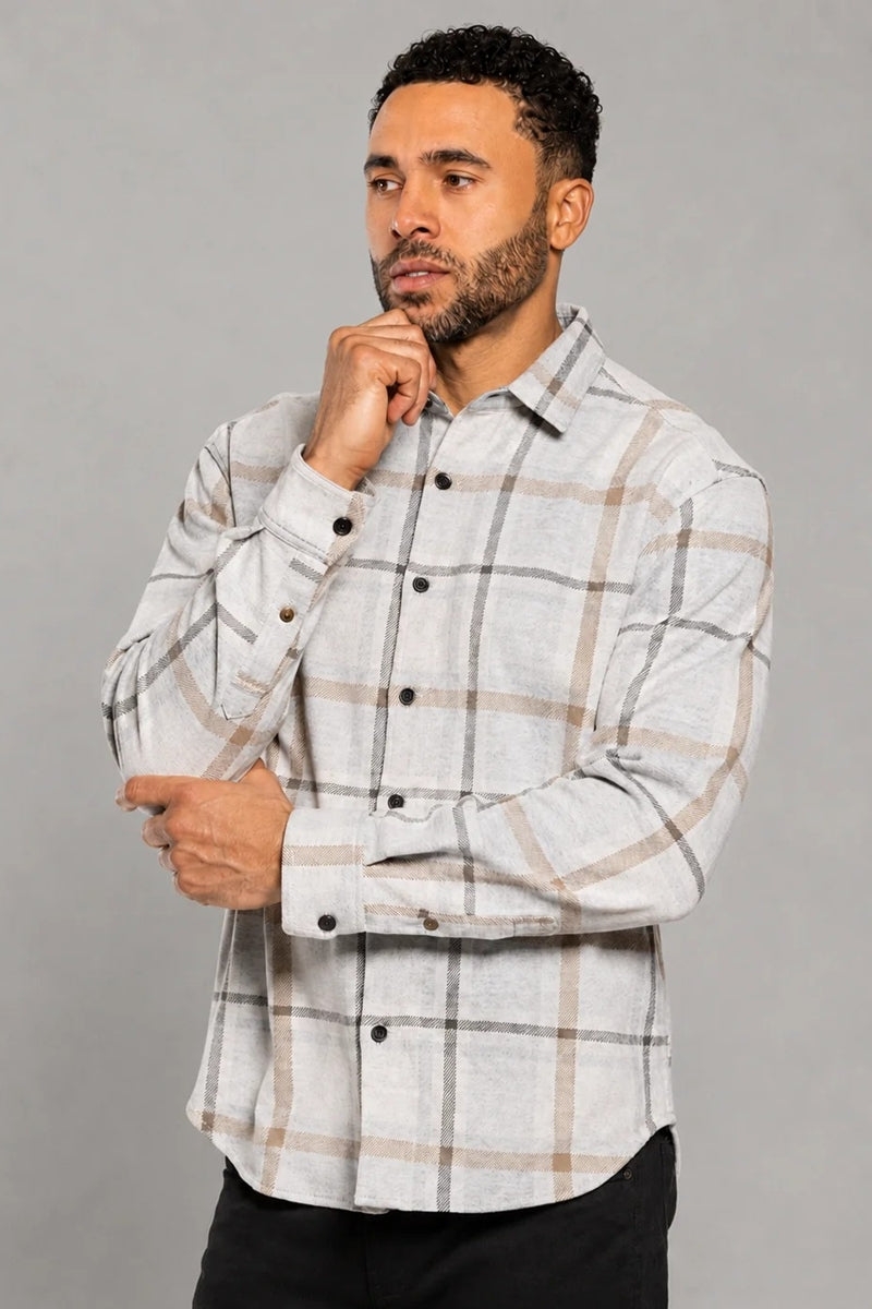 Wholesale,Mason Cruz, Mason Cruz Grey with Tan Knit Plaid Shirt, Grey, Medium-42-TagMLarge-45-TagLExtra Large-48-TagXLExtra Extra Large-50-TagXXLSmall-43-TagSMedium-45-TagMLarge-47-TagLExtra Large-49-TagXLExtra Extra Large-51-TagXXL