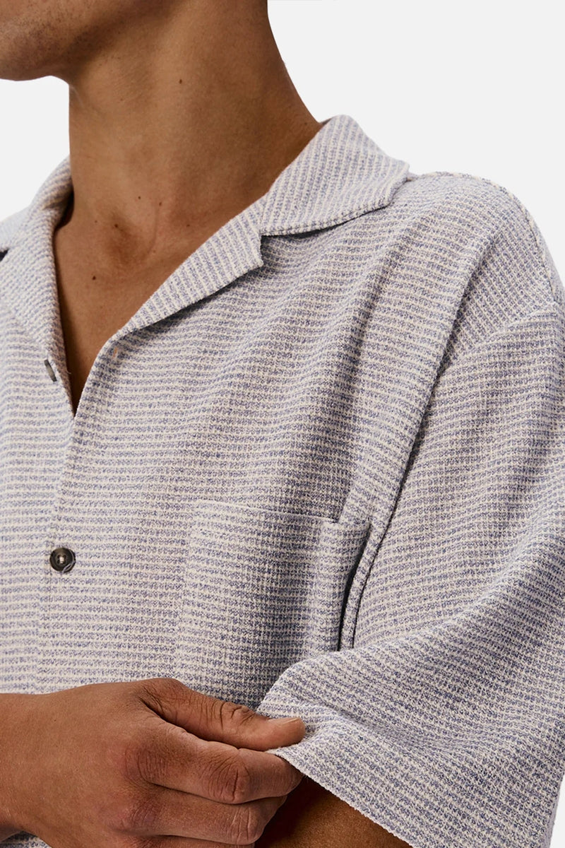 Wholesale,INDUSTRIE AUSTRALIA, INDUSTRIE AUSTRALIA Blue/White Knit Textured Shirt, Blue, Large-48-TagL