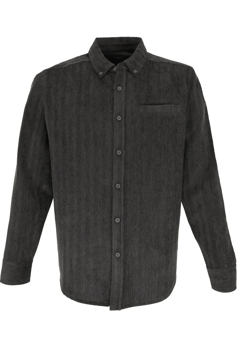 Wholesale,Nicoby Age of Wisdom, Nicoby Age of Wisdom Charcoal Corduroy Chenille Herringbone Overshirt, Grey, Extra Large-50-TagXL