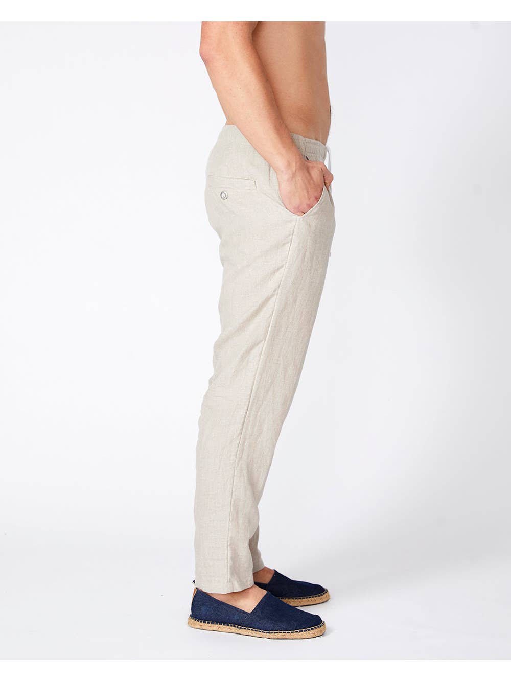 Faire,Merlino Street, Merlino Street Beige Linen Long Pants, Tan, 28W-30L-TagL