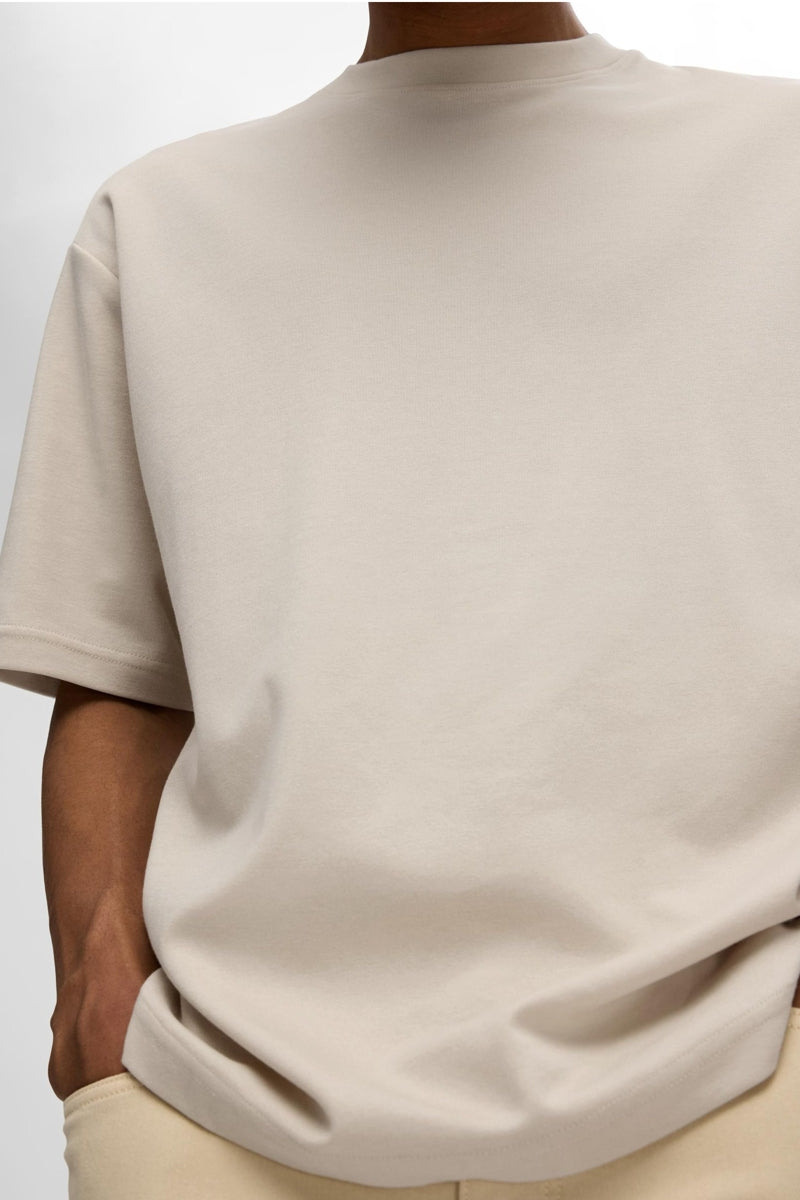 Wholesale,Selected Homme, Selected Homme Oatmeal Dropped Shoulders T-Shirt, Tan, Medium-46-TagMLarge-48-TagLExtra Large-50-TagXLSmall-44-TagSExtra Extra Large-52-TagXXL