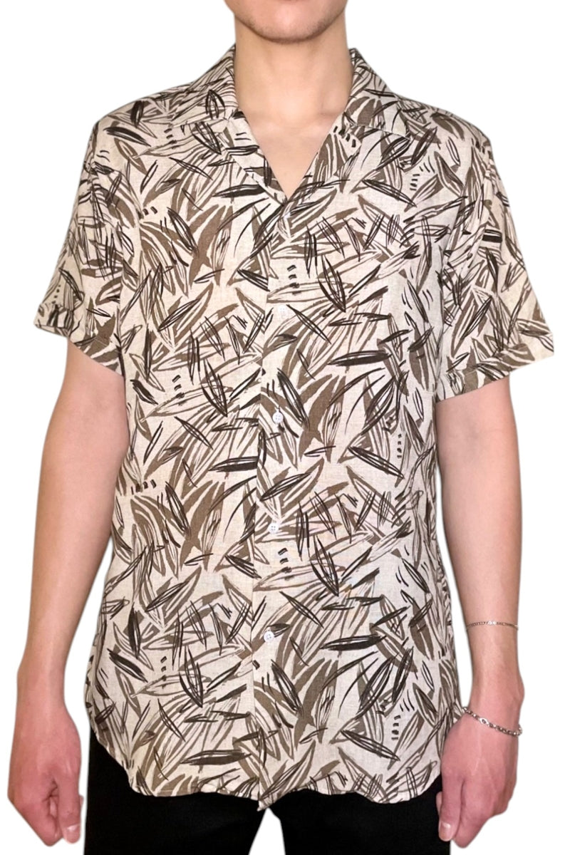 Wholesale,Jakamen, Jakamen Brown Abstract Leaf Print Shirt, Brown, Extra Large-48-TagXLExtra Extra Large-50-TagXXLExtra Small-38-TagXSSmall-41-TagSMedium-44-TagMLarge-46-TagL
