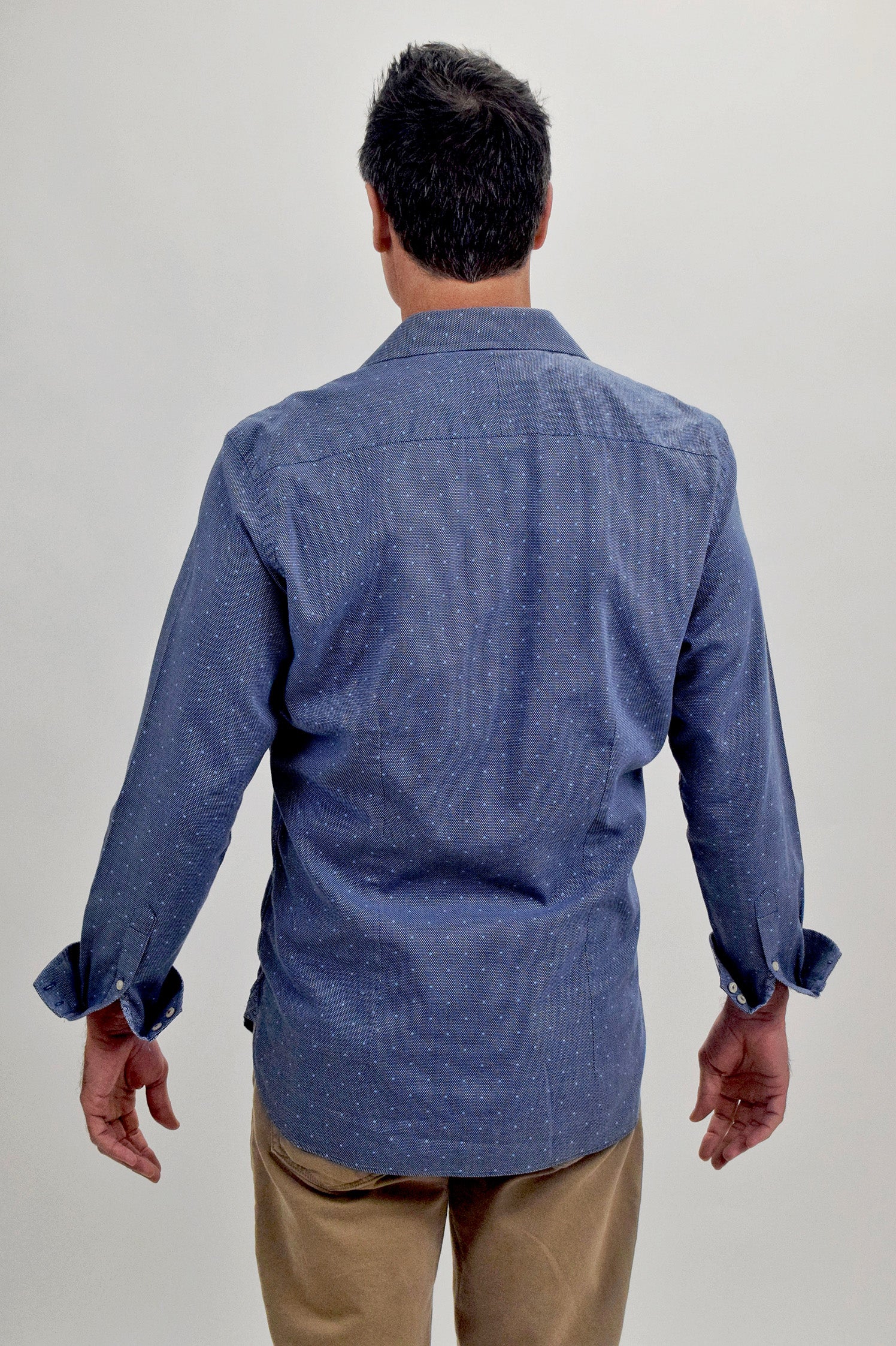 The RealReal,Ted Baker, Ted Baker Blue Dot Print Textured Button Up Shirt, Blue, Large-47-TagL