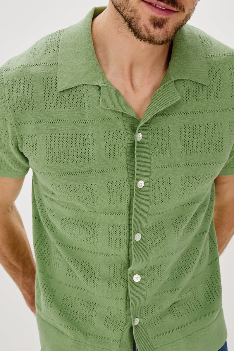 Wholesale,Rails, Rails Matcha GeoTextured Knit Shirt, Green, Medium-43-TagMLarge-45-TagLExtra Large-47-TagXL