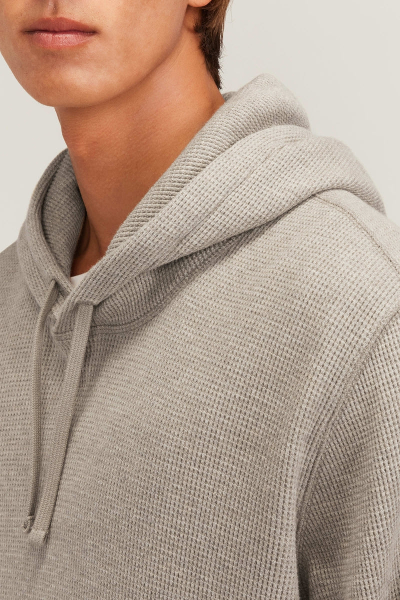 Direct From Brand,Everlane, Everlane Heathered Oatmeal Waffle-Knit Hoodie, Tan, Extra Large-46-TagXL
