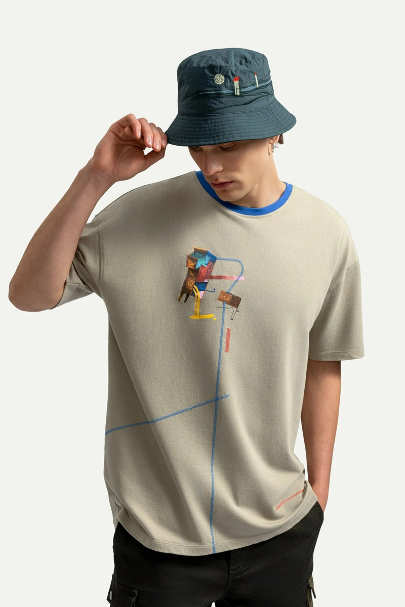 Wholesale,KAFT, KAFT Grey with Blue Contrast Kitted Graphic T-Shirt, Green, Small-41-TagSMedium-44-TagMExtra Extra Large-51-TagXXL