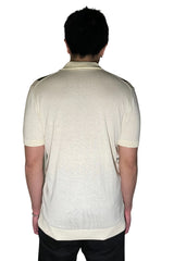 Mizumi Cream Color Block Multi-Stripe Knit Shirt