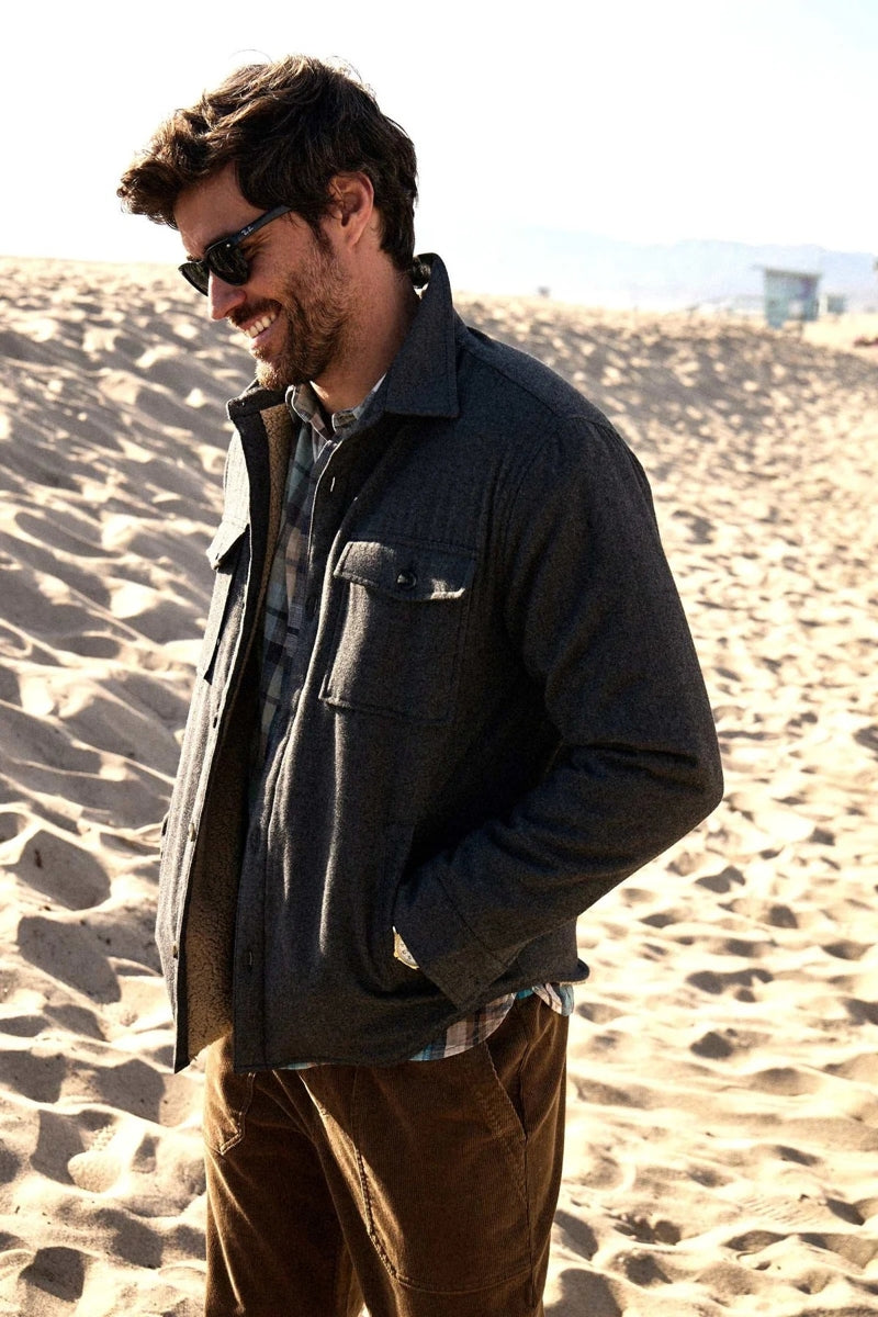 Wholesale,Surfside Supply, Surfside Supply Charcoal Heather Sherpa Lined Shacket, Grey, Extra Large-50-TagXL