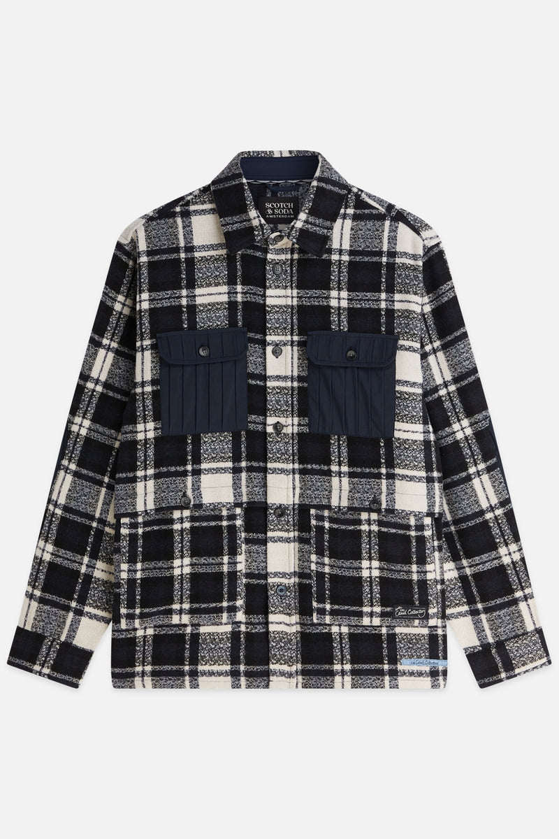 Wholesale,Scotch & Soda, Scotch & Soda Dark Navy/White Patchwork Overshirt, Blue, Small-44-TagSLarge-48-TagL
