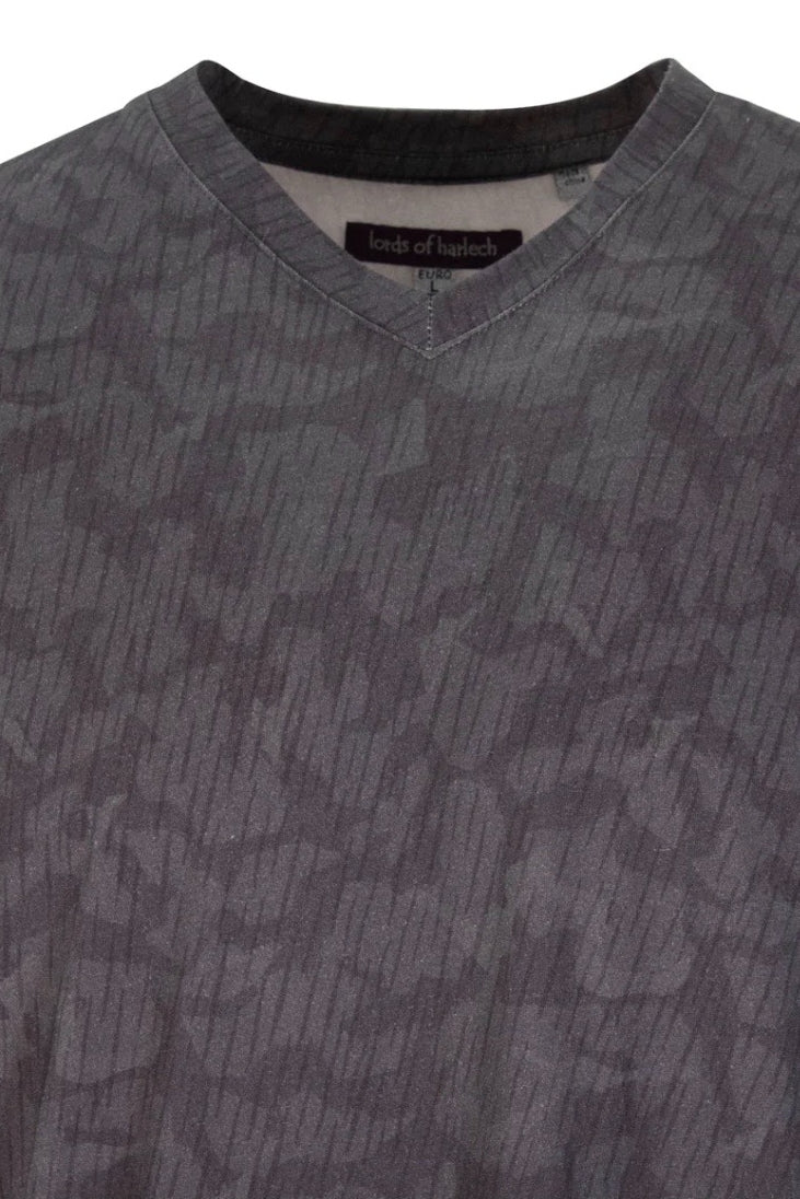 Direct From Brand,Lords of Harlech, Lords of Harlech Grey Stretch Woven Camo Jersey Short Sleeve T-Shirt, Grey, Extra Large-48-TagXL