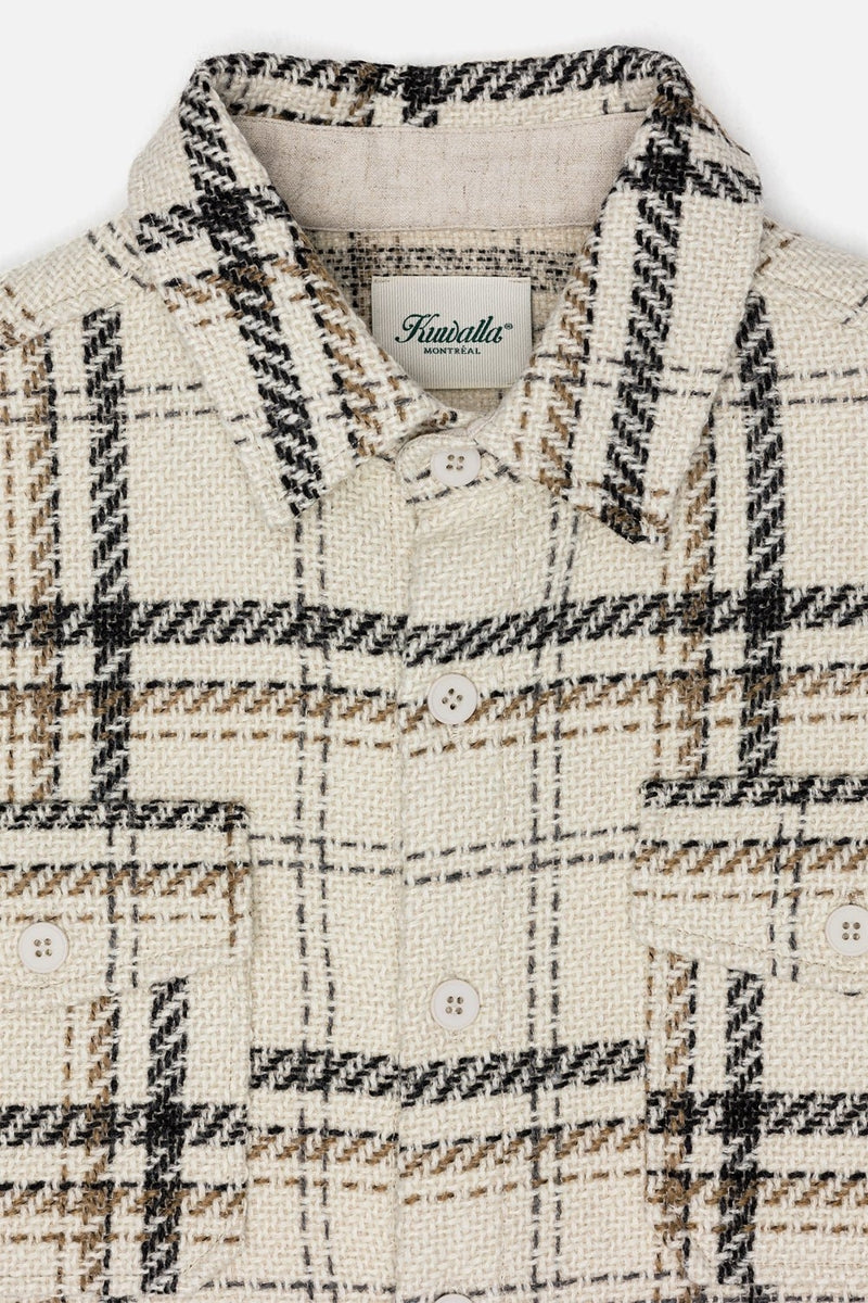 Wholesale,Kuwalla, Kuwalla Cream Plaid Brushed Flannel Shacket, Cream, Small-44-TagS