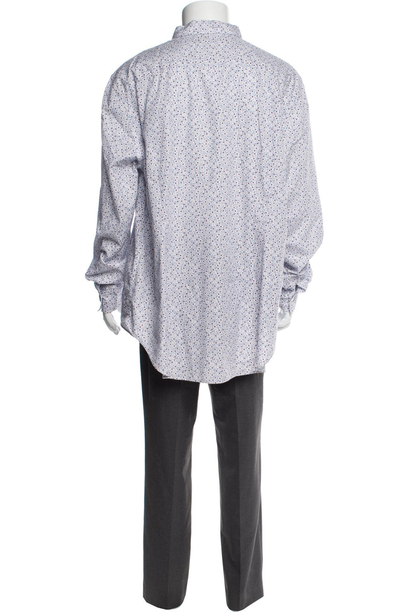 RealReal,Eleventy, Eleventy Blue/White Floral Print Long Sleeve Shirt, Blue, Extra Extra Large-54-TagXXL