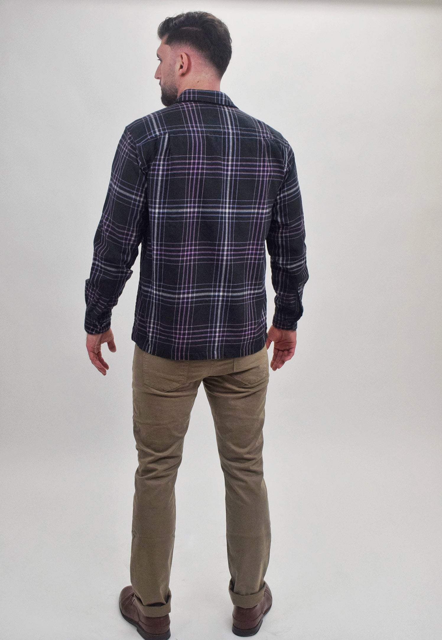 The RealReal,Maus & Hoffman, Maus & Hoffman Charcoal Grey/Light Purple Plaid 100% Wool Shacket, Purple, Large-45-TagL