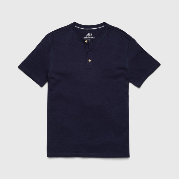 Surfside Supply Navy Cotton Slub 3 Button Short Sleeve Henley