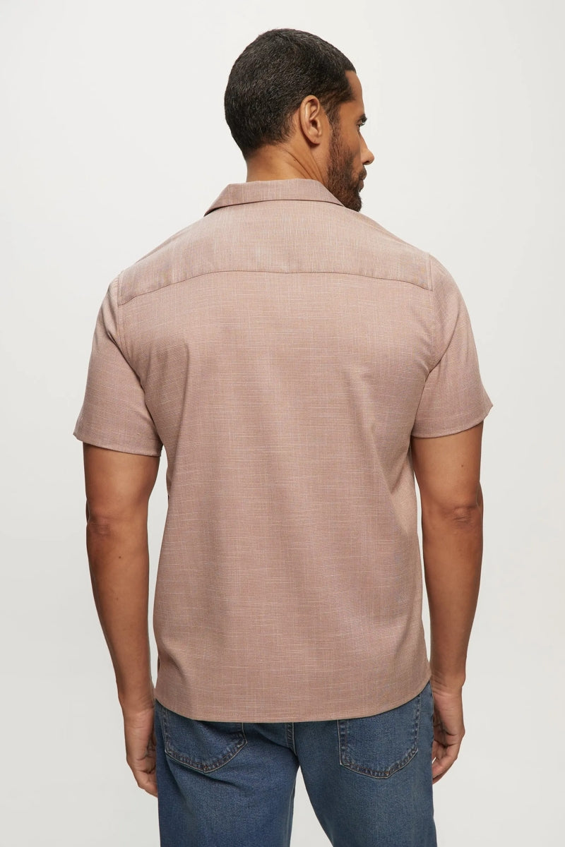Faire,Julian & Mark, Julian & Mark Mauve Slub Camp Shirt, Tan, Small-41-TagSExtra Large-49-TagXLLarge-46-TagLMedium-43-TagMExtra Extra Large-53-TagXXL