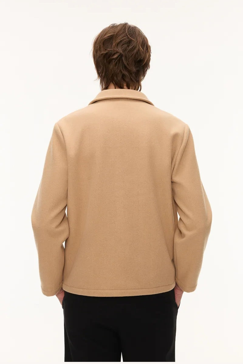 Direct From Brand,FYNE, FYNE Khaki Tan Front Pocket Fleece Jacket, Tan, Large-46-TagLExtra Large-48-TagXLMedium-44-TagM