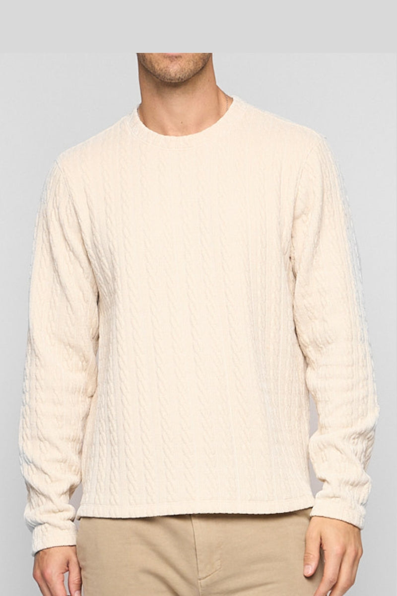Wholesale,Fundamental Coast, Fundamental Coast Cream Cable Knit Textured Sweater, Cream, Large-46-TagL