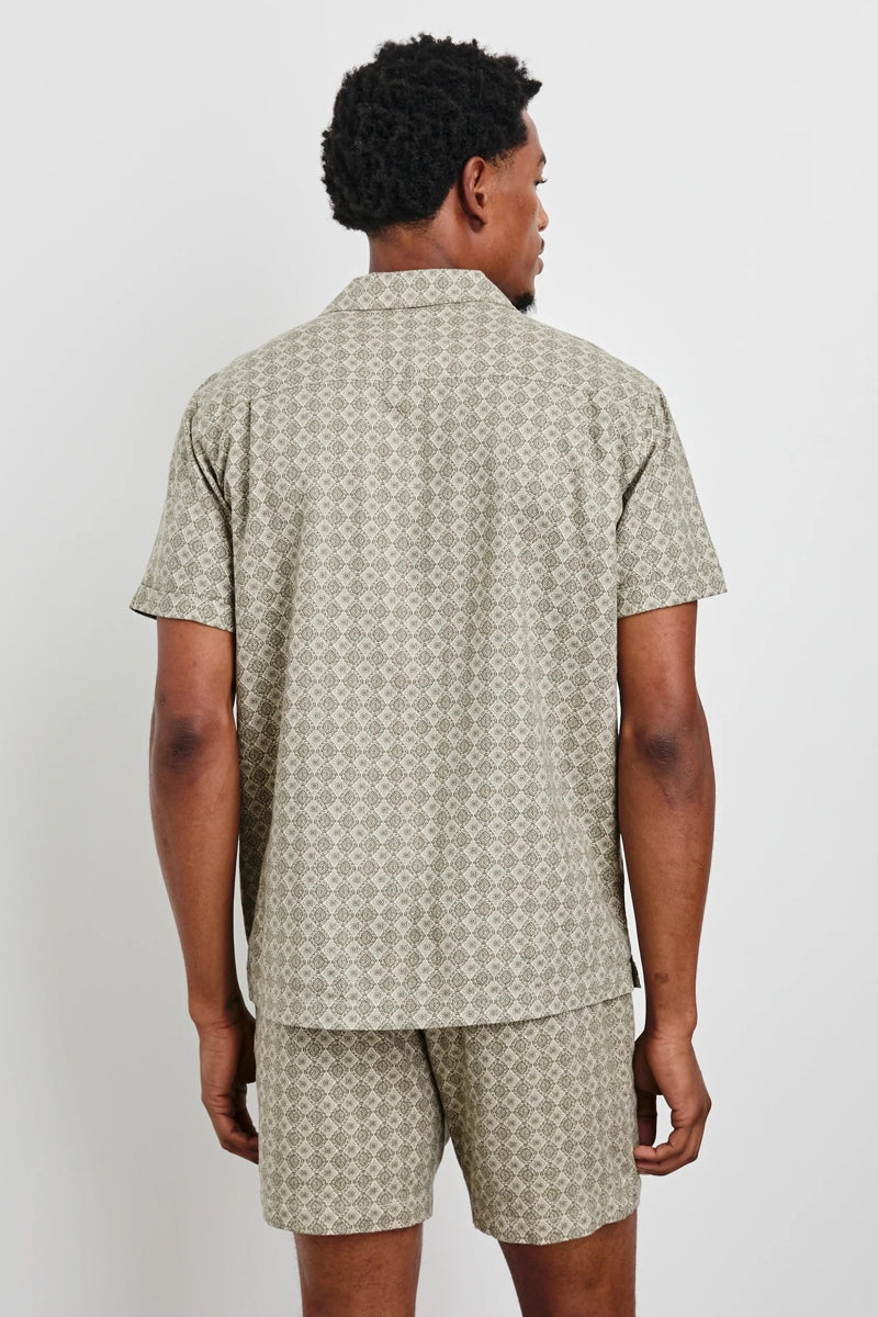 Wholesale,Rails, Rails Oat Olive Diamond Geo Stretch Linen Blend Shirt, Green, Medium-44-TagMLarge-47-TagLExtra Large-50-TagXL